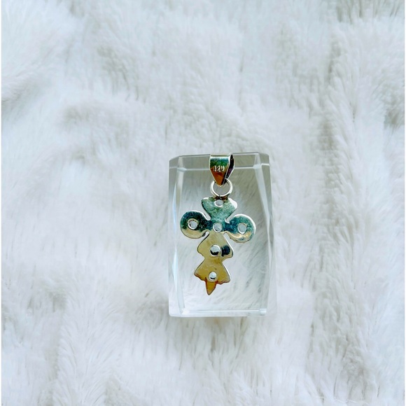 SOLD!!! Blue Topaz Cross Pendant - Picture 2 of 5